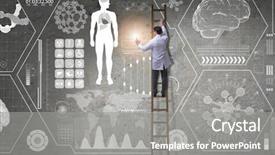  Presentation with climbing - Audience pleasing PPT theme consisting of male doctor climbing ladder backdrop and a gray colored foreground