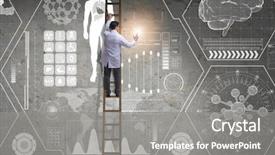  Presentation with medical concept - Cool new PPT layouts with male doctor climbing ladder backdrop and a gray colored foreground