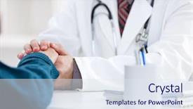  Presentation with ambulance - Presentation design with male doctor comforting patient who background and a sky blue colored foreground