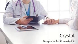  Presentation with ambulance - Slides with male-doctor-comforting-patient background and a cream colored foreground