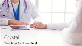  Presentation with ambulance - Presentation theme having male-doctor-comforting-patient background and a cream colored foreground