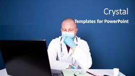  Presentation with medical video - Cool new PPT theme with male-doctor-consulting-patient backdrop and a ocean colored foreground