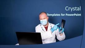  Presentation with medical video - Cool new PPT layouts with male-doctor-consulting-patient backdrop and a ocean colored foreground