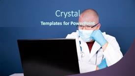  Presentation with medical video - Amazing PPT theme having male-doctor-consulting-patient backdrop and a ocean colored foreground