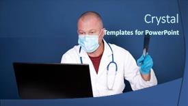  Presentation with medical video - Beautiful presentation theme featuring male-doctor-consulting-patient backdrop and a ocean colored foreground