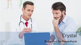  Presentation with medical desk - Presentation theme featuring male doctor discussing reports background and a teal colored foreground