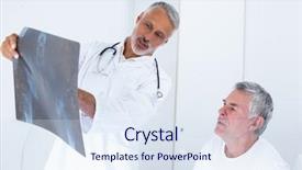  Presentation with hospital - Presentation theme featuring male doctor discussing x-ray background and a sky blue colored foreground