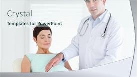  Presentation with pregnant woman doctor - Audience pleasing PPT theme consisting of male-doctor-examining-a-pregnant backdrop and a  colored foreground