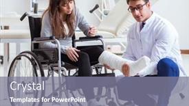  Presentation with wheelchair - Slide set enhanced with male-doctor-examining-female-patient background and a gray colored foreground