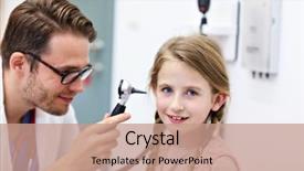  Presentation with ear - Theme having doctor examining girl's ear background and a coral colored foreground