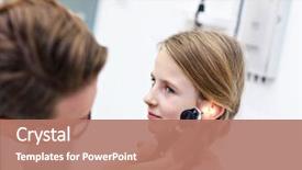  Presentation with ear - Audience pleasing PPT layouts consisting of doctor examining girl's ear backdrop and a coral colored foreground
