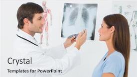  Presentation with doctor office - Slides consisting of male doctor explaining lungs x background and a sky blue colored foreground