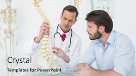  Presentation with doctor office - Amazing presentation theme having male doctor explaining the spine backdrop and a sky blue colored foreground
