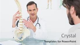 Presentation with spine - Presentation theme consisting of male-doctor-explaining-the-spine background and a lemonade colored foreground