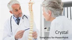  Presentation with doctor office - Slide deck enhanced with male doctor explaining the spine background and a light gray colored foreground