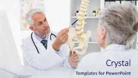  Presentation with medical desk - Cool new PPT theme with male doctor explaining the spine backdrop and a sky blue colored foreground