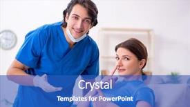  Presentation with doctor visiting family - Presentation design enhanced with male doctor for plastic surgery background and a  colored foreground