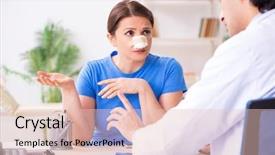  Presentation with doctor visiting family - Theme enhanced with male doctor for plastic surgery background and a  colored foreground