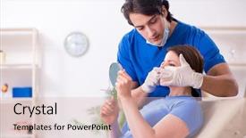  Presentation with plastic surgery - Theme consisting of male doctor for plastic surgery background and a soft green colored foreground