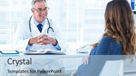  Presentation with pregnant woman doctor - Theme enhanced with male doctor giving advise background and a light blue colored foreground