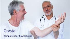  Presentation with acupressure - Cool new PPT theme with male doctor giving palm acupressure treatment to senior man in hospital backdrop and a sky blue colored foreground