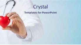  Presentation with cardiology concept - Presentation theme consisting of male doctor hand holding red background and a sky blue colored foreground