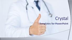  Presentation with medical robot hand and doctor - PPT layouts consisting of male doctor hand showing thumbs background and a sky blue colored foreground