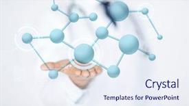  Presentation with molecular biology - PPT theme with male doctor hand with molecular background and a sky blue colored foreground