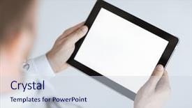  Presentation with holding hands - Beautiful PPT layouts featuring male doctor hands holding tablet backdrop and a sky blue colored foreground