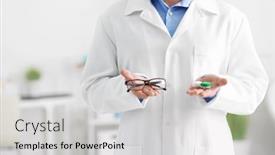  Presentation with contact lens - Amazing presentation having male-doctor-holding-contact-lens backdrop and a light gray colored foreground