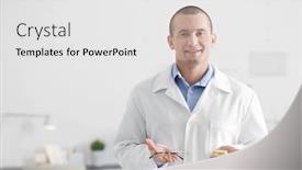  Presentation with contact lens - Amazing theme having male doctor holding contact lens case and glasses indoors backdrop and a light gray colored foreground