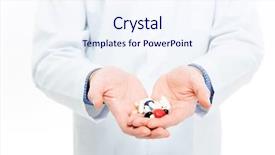  Presentation with pills - Slide set featuring hormone - male doctor holding pills isolated background and a sky blue colored foreground