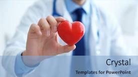  Presentation with doctor office - Presentation theme consisting of male doctor holding red heart background and a light blue colored foreground