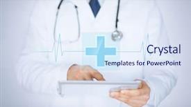  Presentation with medical gastroenterology - Beautiful slide set featuring male doctor holding tablet backdrop and a sky blue colored foreground