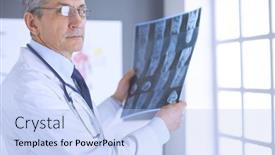  Presentation with roentgen - Slide set consisting of male-doctor-holding-x-ray background and a light blue colored foreground