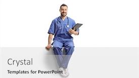  Presentation with blue - Slide deck featuring male-doctor-in-a-blue background and a white colored foreground