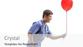  Presentation with meeting red white blue - Presentation theme having male-doctor-in-a-blue background and a white colored foreground