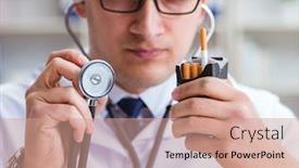  Presentation with anti hla antibodies - Presentation design having male-doctor-in-anti-smoking background and a coral colored foreground