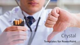  Presentation with smoking - Colorful PPT theme enhanced with male-doctor-in-anti-smoking backdrop and a light blue colored foreground