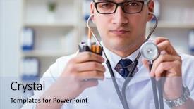  Presentation with smoking - Amazing PPT theme having male doctor in anti-smoking backdrop and a  colored foreground