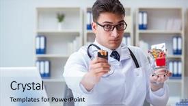  Presentation with anti parasitice - PPT theme having male doctor in anti-smoking background and a light blue colored foreground