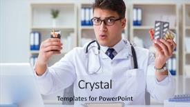  Presentation with smoking - PPT theme consisting of male doctor in anti-smoking background and a light blue colored foreground