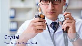  Presentation with smoking - PPT theme consisting of male doctor in anti-smoking background and a  colored foreground