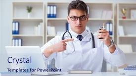  Presentation with anti violence - Slide deck enhanced with male doctor in anti-smoking background and a  colored foreground