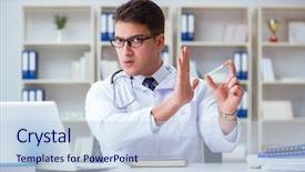  Presentation with smoking - PPT theme featuring male doctor in anti-smoking background and a sky blue colored foreground