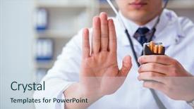  Presentation with smoking - Beautiful PPT theme featuring male doctor in anti-smoking backdrop and a sky blue colored foreground