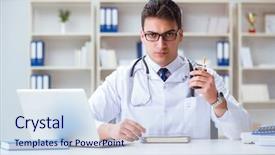  Presentation with smoking - Audience pleasing PPT theme consisting of male doctor in anti-smoking backdrop and a sky blue colored foreground