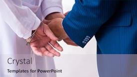  Presentation with lawyer - PPT theme consisting of male-doctor-in-courthouse-meeting background and a light gray colored foreground