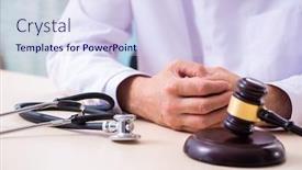  Presentation with lawyer - Colorful PPT theme enhanced with male-doctor-in-courthouse-meeting backdrop and a sky blue colored foreground