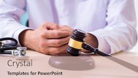  Presentation with lawyer - Presentation design consisting of male-doctor-in-courthouse-meeting background and a lemonade colored foreground